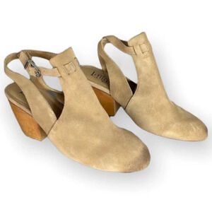 LATIGO Anthropologie Simon Suede Slingback Bootie Tan Closed-Toe Wood Size 10